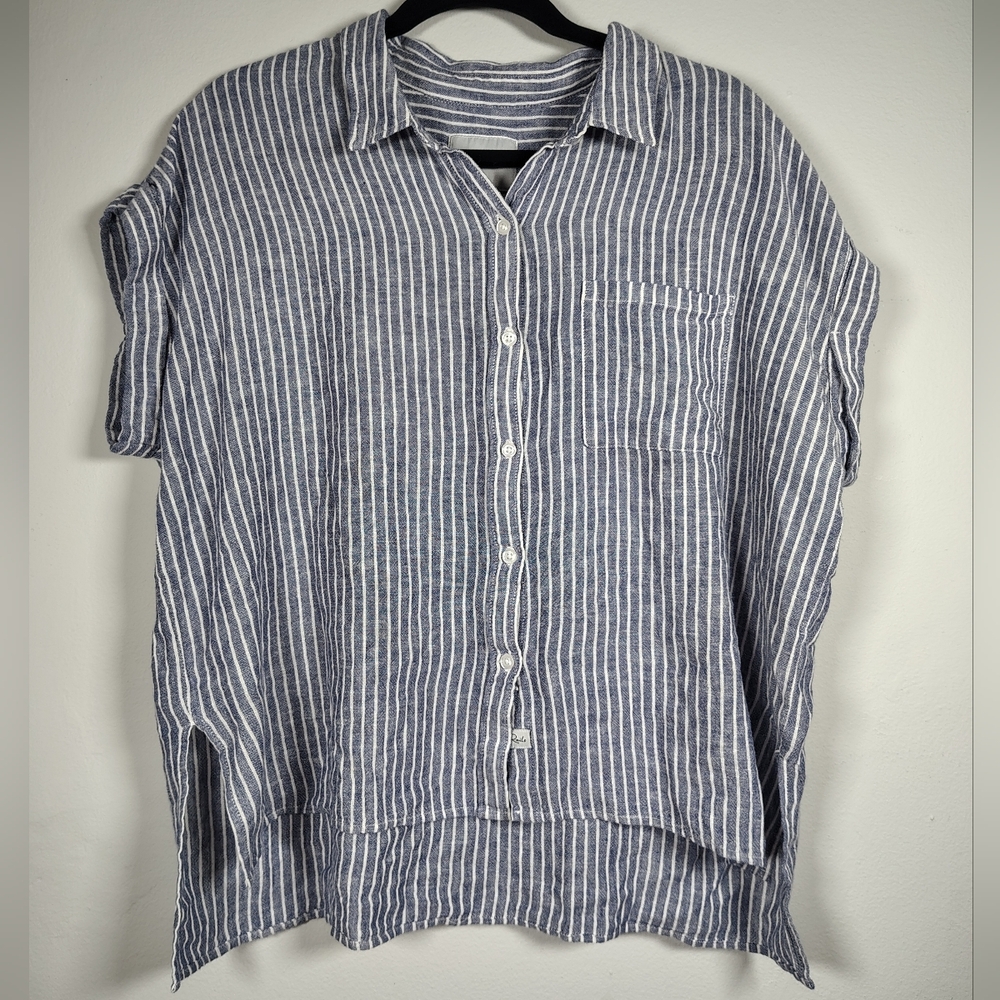 Rails Navy and White Striped Casual Short Sleeved Button Down Shirt Size XL